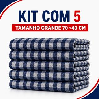 Kit 5 Panos De Chão Xadrez 100% Algodão Grande Alta Absorção pano chão cozinha pano chão restaurante pano de limpeza