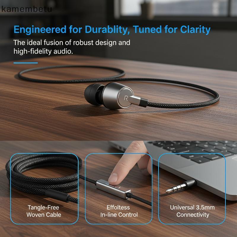 kam Fones De Ouvido Intra-Auriculares Esportivos Com Fio De 3.5 Mm HIFI Super Bass Estéreo Cancelamento De Ruído Para Ca