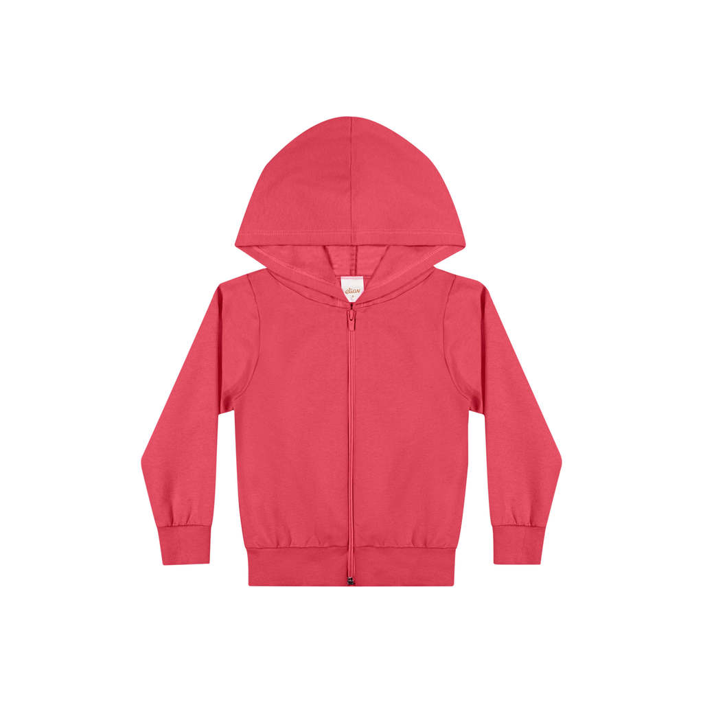Jaqueta Infantil Menina Básica Com Capuz Elian Coral
