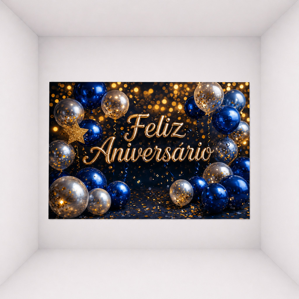 Painel Feliz Aniversário Floral Rosa Tecido Sublimado Festa
