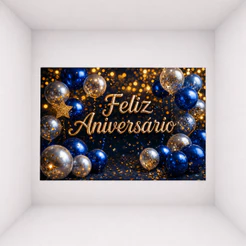 Painel Feliz Aniversário Floral Rosa Tecido Sublimado Festa