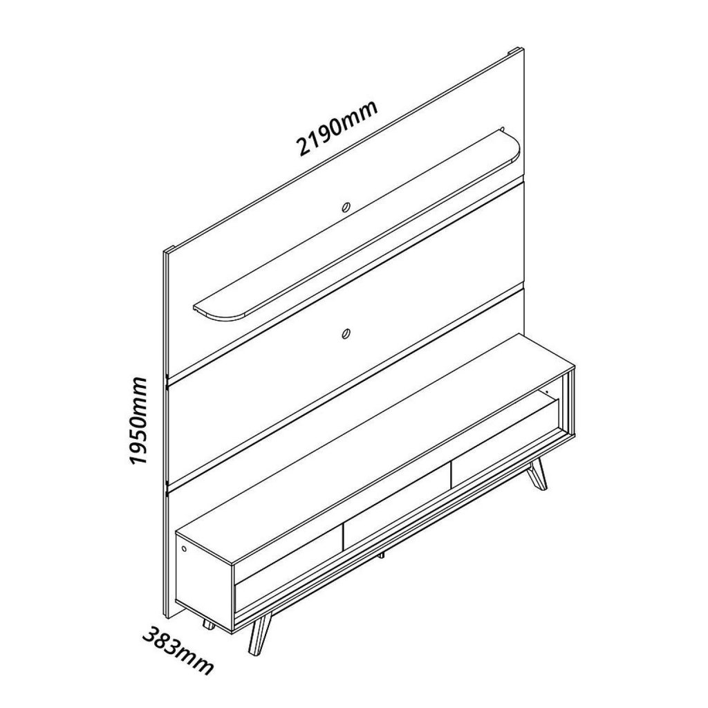 Rack com Painel para TV até 90 Polegadas 100% MDF com LED 219CMX253CM Pés em Madeira Maciça 3 Gavetas Royal Requinte · foto 2