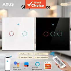 AXUS Smart Touch Interruptor De Parede Para Tuya WiFi Ue 1/2/3 Gang Sem Fio Neutro Luz Controle De Voz Alexa Google Home