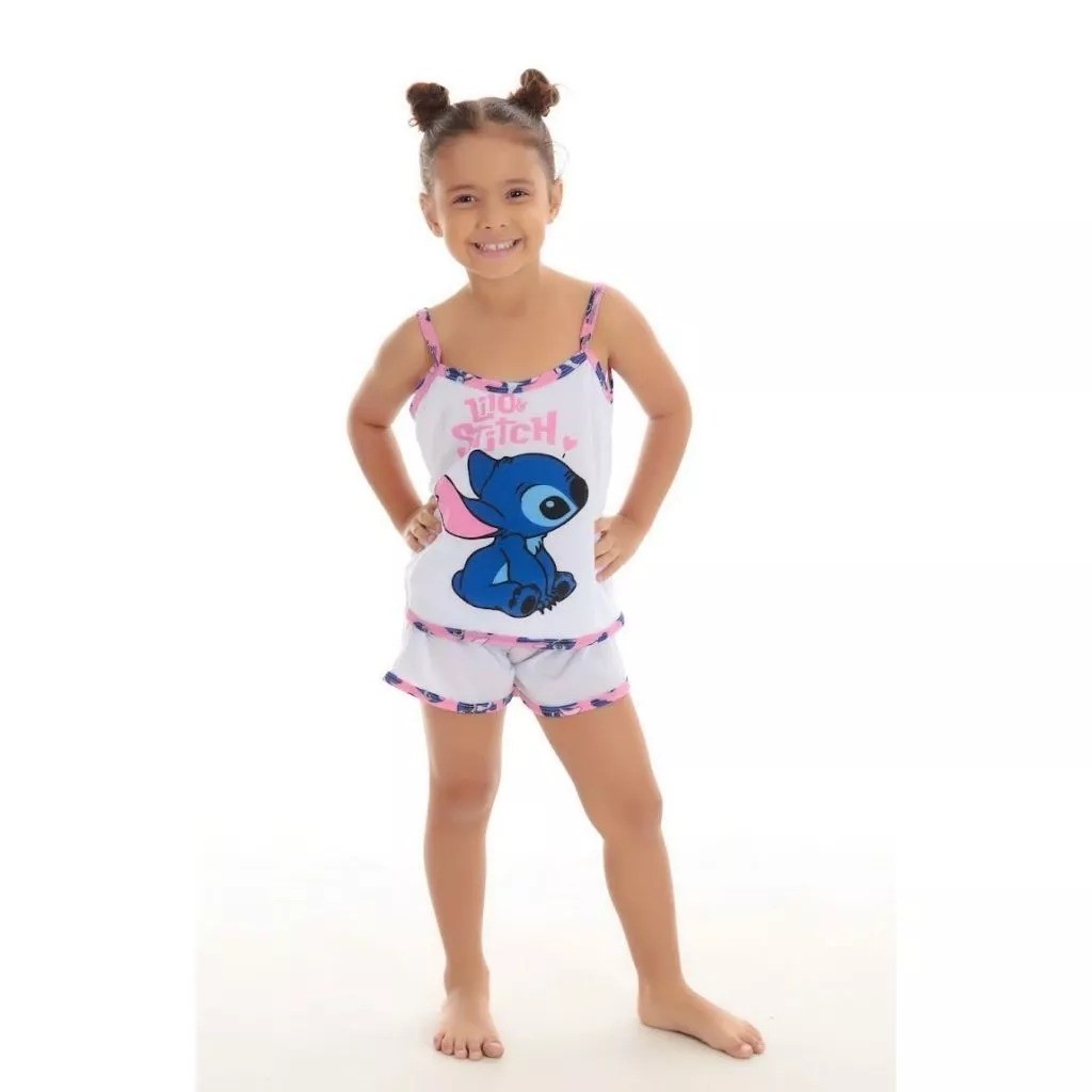 Pijama Feminino Infantil Short Doll Baby Doll Verão Alcinha Conjunto baby doll personagens