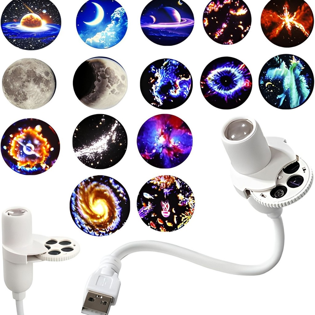 Luz noturna de projeção de céu estrelado USB, 360 °   Mangueira flexível, múltiplos conjuntos de folhas de filme com pad