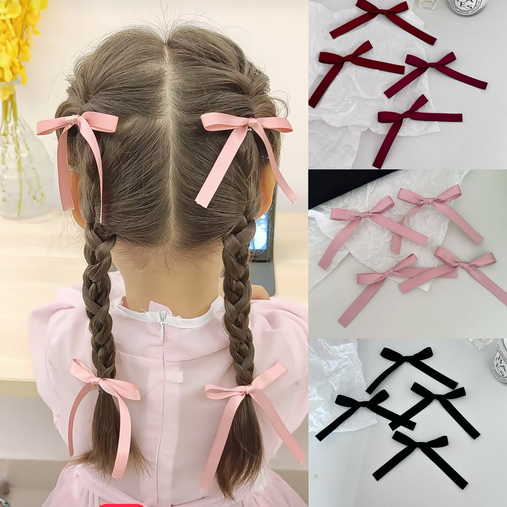 Quatro grampos de cabelo com laço clipe lateral clipe superior cocar bonito doce All-Match elegante simples