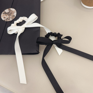 Faixa de cabeça francesa All-Match preto arco Streamer anel de cabelo temperamento elegante gordura Scrunchy rabo de cav