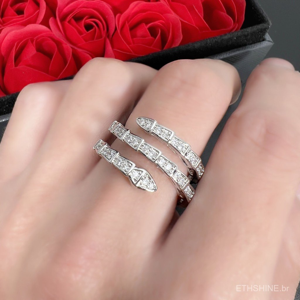 Anel em forma de bambu com diamantes, anel geométrico incrustado de diamantes 18k, anel luxuoso de zircônia.