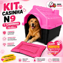 Casinha de Cachorro Grande Porte N9 + Caminha de Cachorro 75x55cm Casa Pet Big Caminha Pet