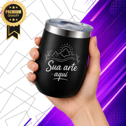 Copo Térmico 360ml Personalizado Cuia Premium Oval Copo de Café Seu Nome Logo Time Escolha a sua Arte