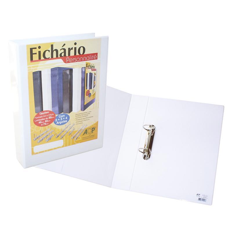 Fichário revestido com cristal A4 branco 45mm 3324BR com 2 argolas ACP