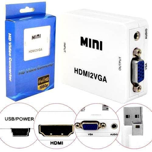 Conversor Mini HdTV 2vga Entrada HdTV Saida Vga + Audio