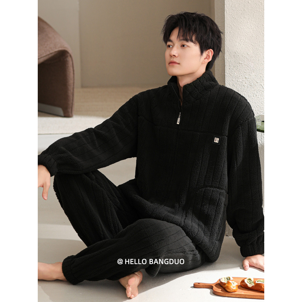 Pijamas masculinos inverno Coral velo engrossado mais velo outono inverno flanela plus Size High-End inverno