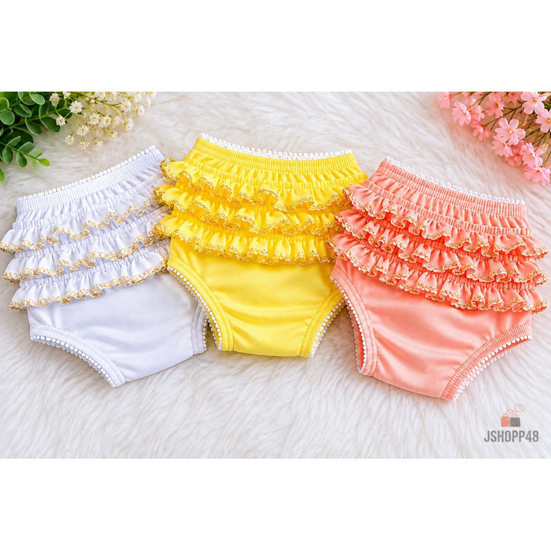 Kit 3 Calcinhas Bunda Rica Menina Bebê Infantil 0 a 2 Anos Macia