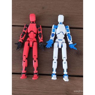 Kit 02 Bonecos 100% Articulado Dummy 13 Figura Ação Brinquedo Manequim Infantil 14cm DESMONTADO VERM/PRETO - AZUL/BRANCO