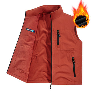 [Fleece adicionado] Colete de venda quente com zíper ao ar livre Colete Casual com vários bolsos Colete masculino Colete