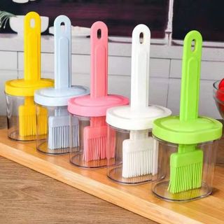Escova de óleo com garrafa Garrafa Garrafa de óleo de vidro integrada resistente a altas temperaturas Escova de Silicone