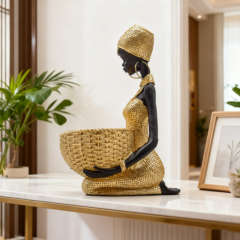 Novo estilo estilo étnico africano preto ouro feminino ornamentos de armazenamento entrada chave armazenamento sala esta