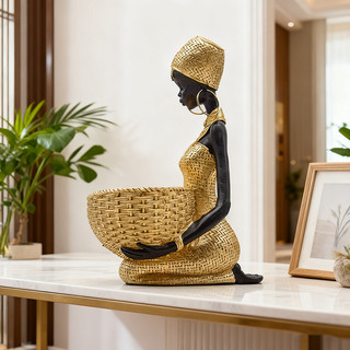 Novo estilo estilo étnico africano preto ouro feminino ornamentos de armazenamento entrada chave armazenamento sala esta