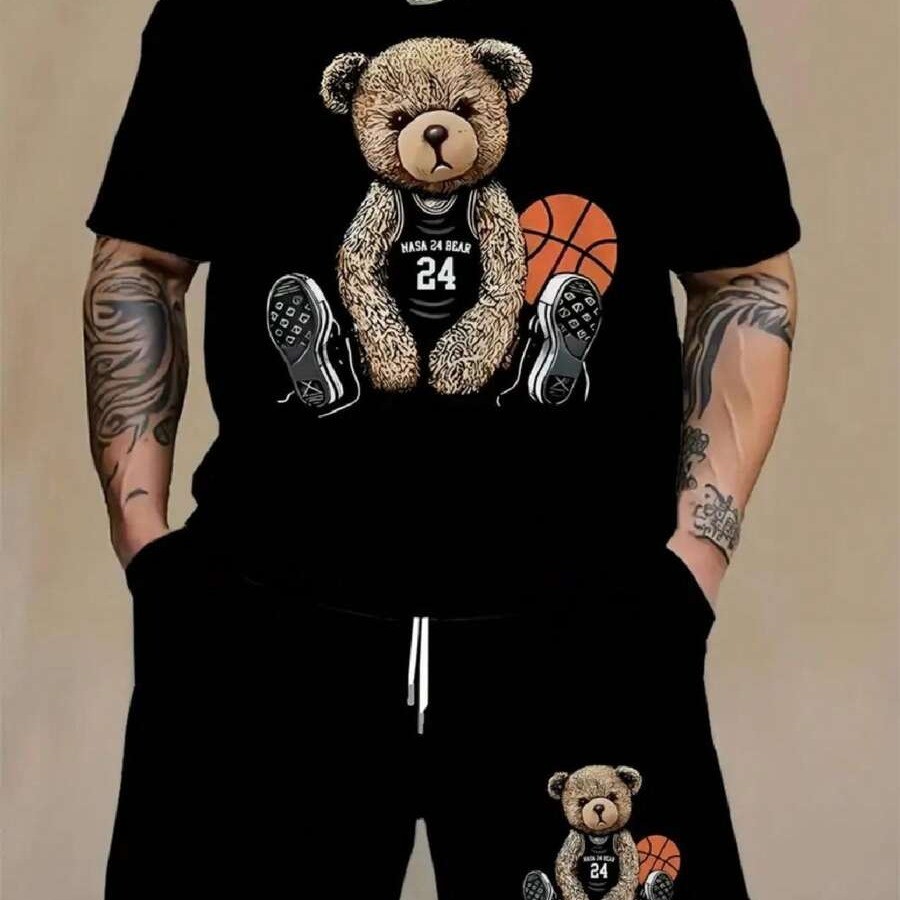 Kit Camiseta Básica Masculina Camisa Unissex StreetWear + Bermuda Moletom Masculina Musculação Academia Esporte