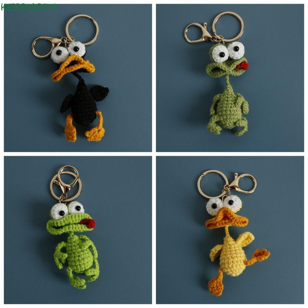 Chaveiros De Crochê , Pingente De Boneca De Pato Bonito Engraçado Dos Desenhos Animados , Chaveiro De Tricô Tecido Anima
