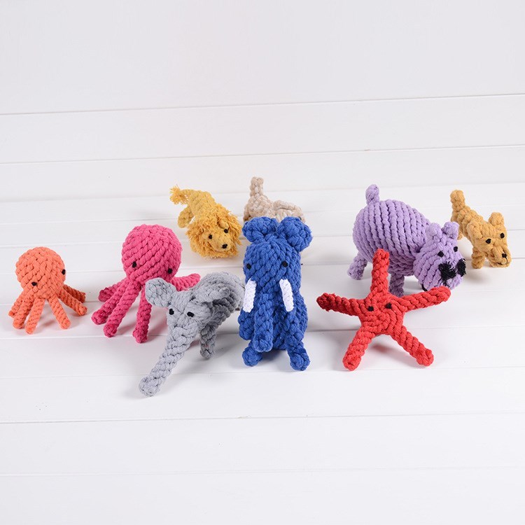 Corda de algodão brinquedos para animais de estimação atacado forma Animal cão Molar dentes limpeza brinquedos para cães