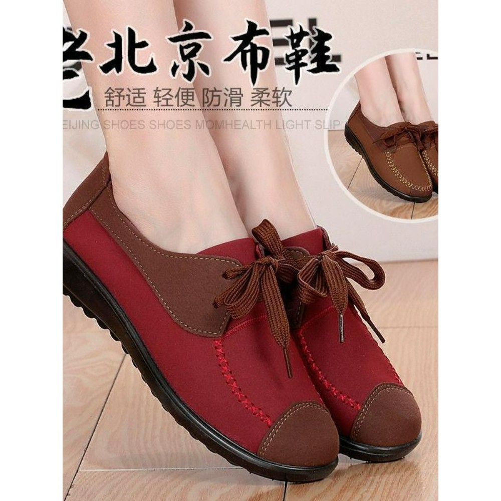 Sapatos de pano sapatos únicos quatro estações sapatos femininos sapatos mãe velha senhora sapatos de meia-idade idosos