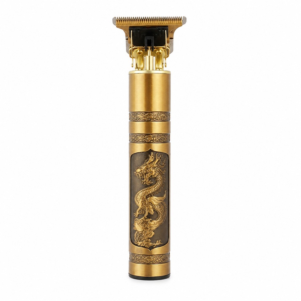 Maquininha De Cortar Cabelo E Barba T9 Dragão Aparador De Pelos Profissional Dourado Bivolt Recarregável