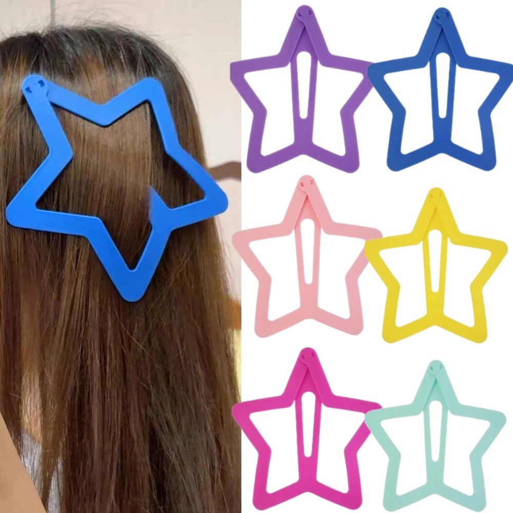 Presilha De Cabelo De Estrela De Cinco Pontas De Plástico Colorido De Grandes Dimensões Criativo Gigante Oco Grampo Femi
