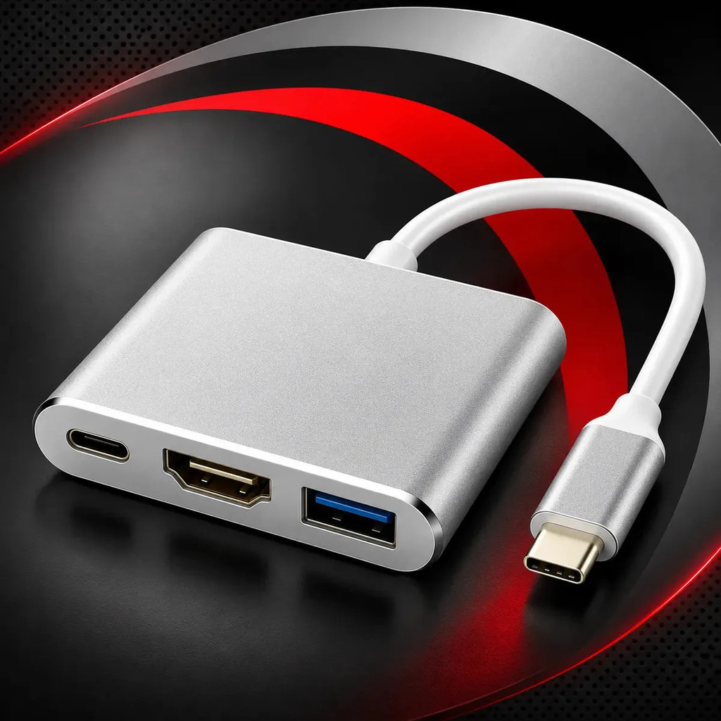 Adaptador Tipo C Para Hdmi Hub Usb 3.0 + Usb C Resolução 4k Conectividade