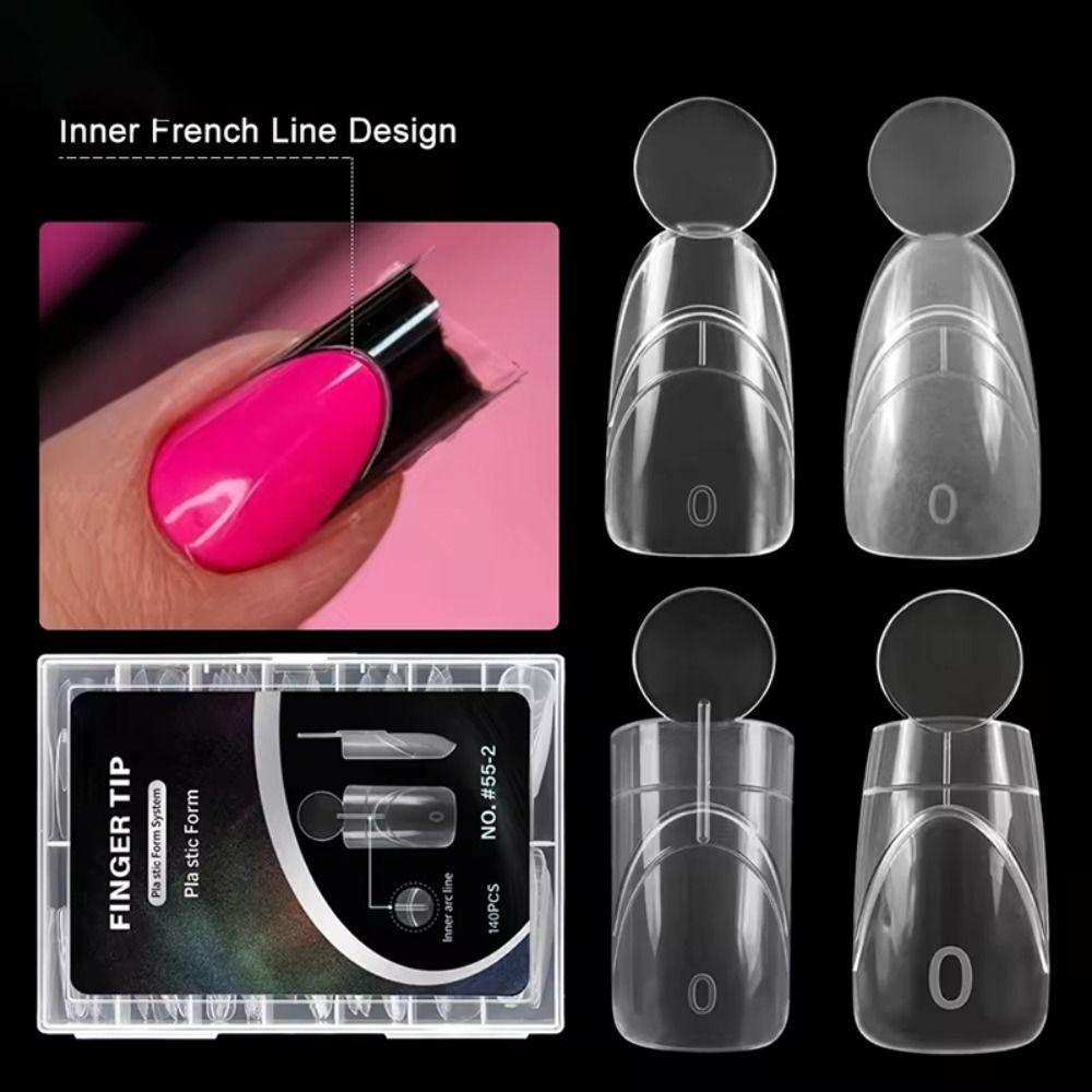 MIBEAUTY 140 Pcs Moldes De Unhas Duplas De Cobertura Completa , Extensão Rápida 14 Tamanhos De Formas Francesas , Reutil
