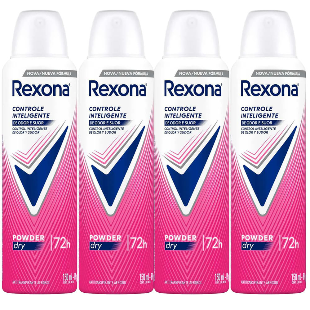 Kit Desodorante Aerosol Rexona Powder Dry 150ml - 4 Unidades