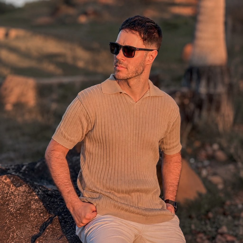 Camisa Polo Masculina Gola Italiana de Tricot Moderna Primavera Verão