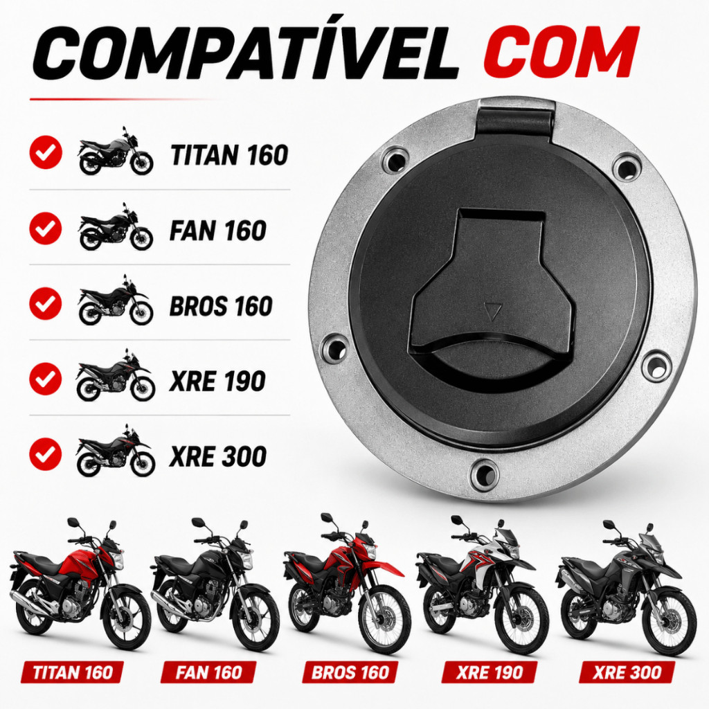 Tampa Do Tanque Honda Titan/Fan 160 Bros Nxr 160 Xre 300/190 Cb 250 Twister 2016
