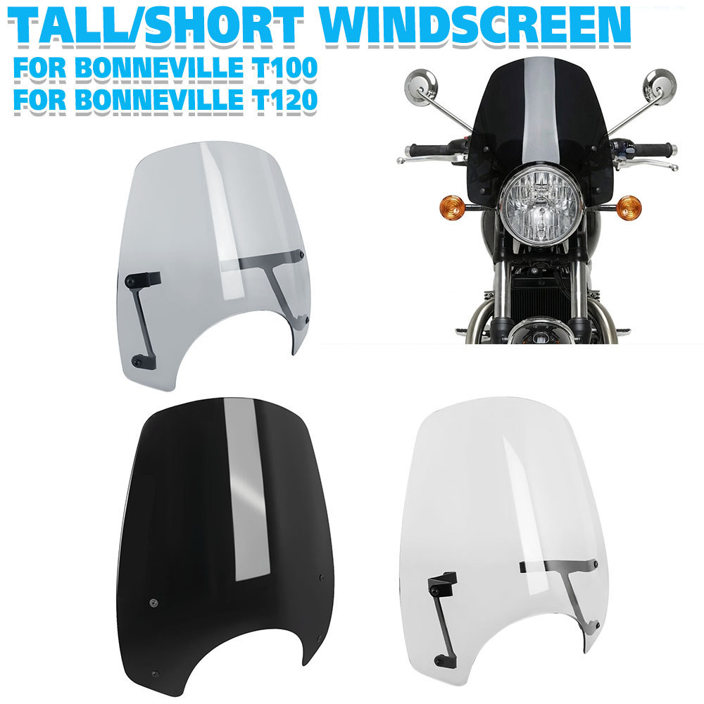 Para BONNEVILLE T120 T100 2016-2026-Alto/Curto Pára-Brisa Viseira Viser Tela De Brisas Bolha Dupla Defletor De Vento Ace
