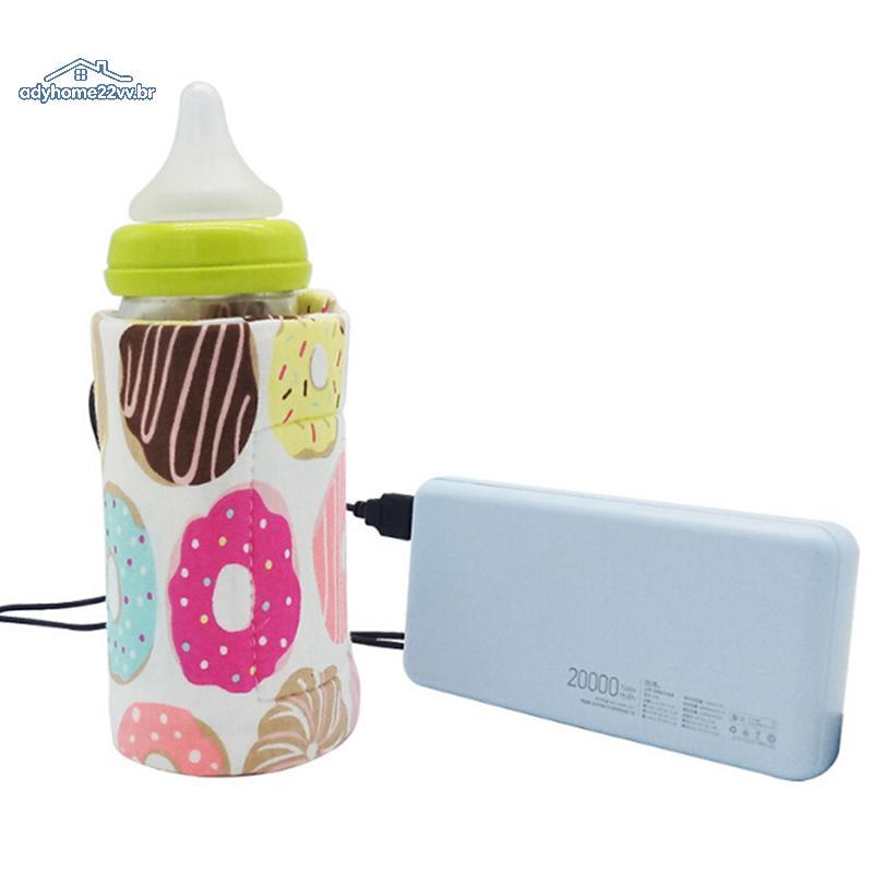 adyhome22vv Aquecedor De Garrafas Portátil Para Viagem , Bebê , Crianças , Leite , Água , Capa USB , Bolsa Macia br