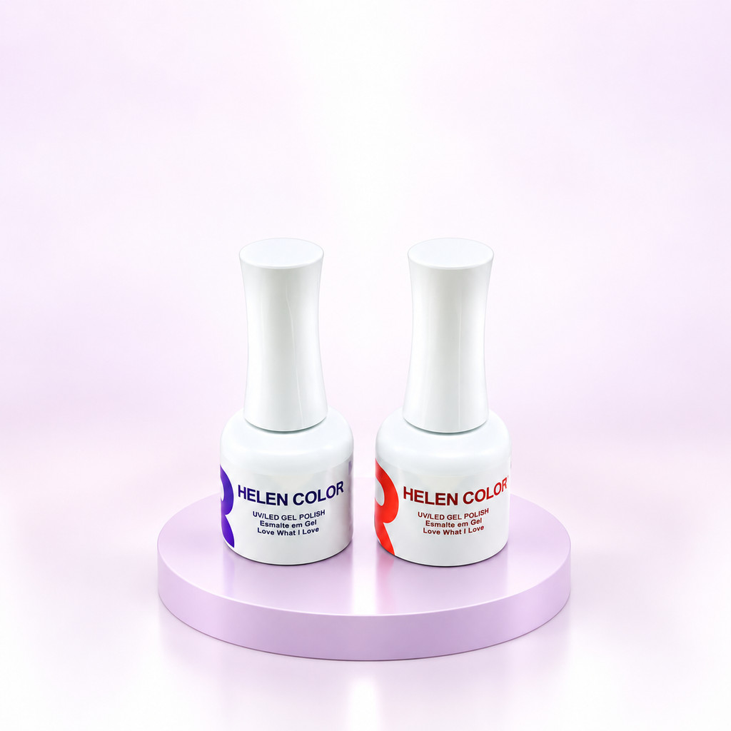 Helen Color Esmalte em Gel Uv Led Kit Francesinha Renda Branco 18ml Secagem Rápida Brilho Intenso Manicure Cabine