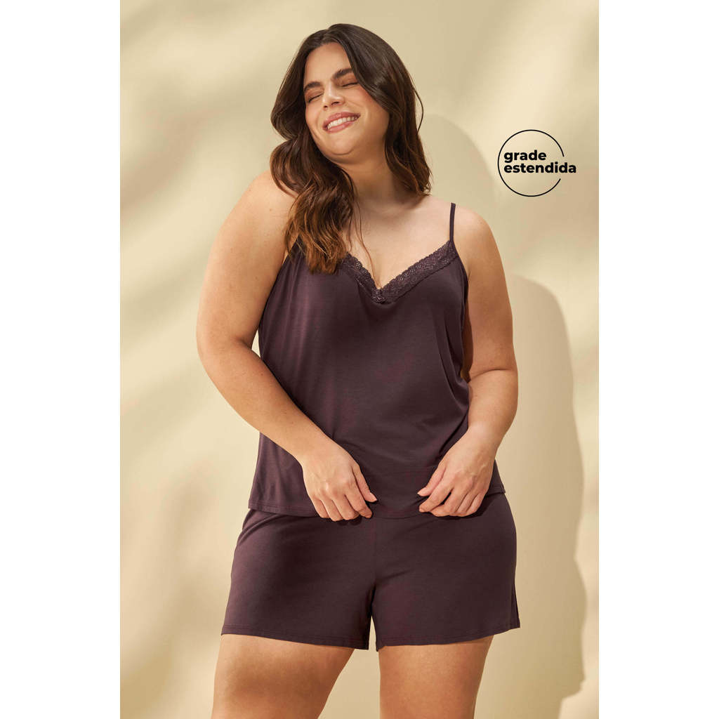 Pijama Curto Feminino Malha de Viscose Marialícia Roxo