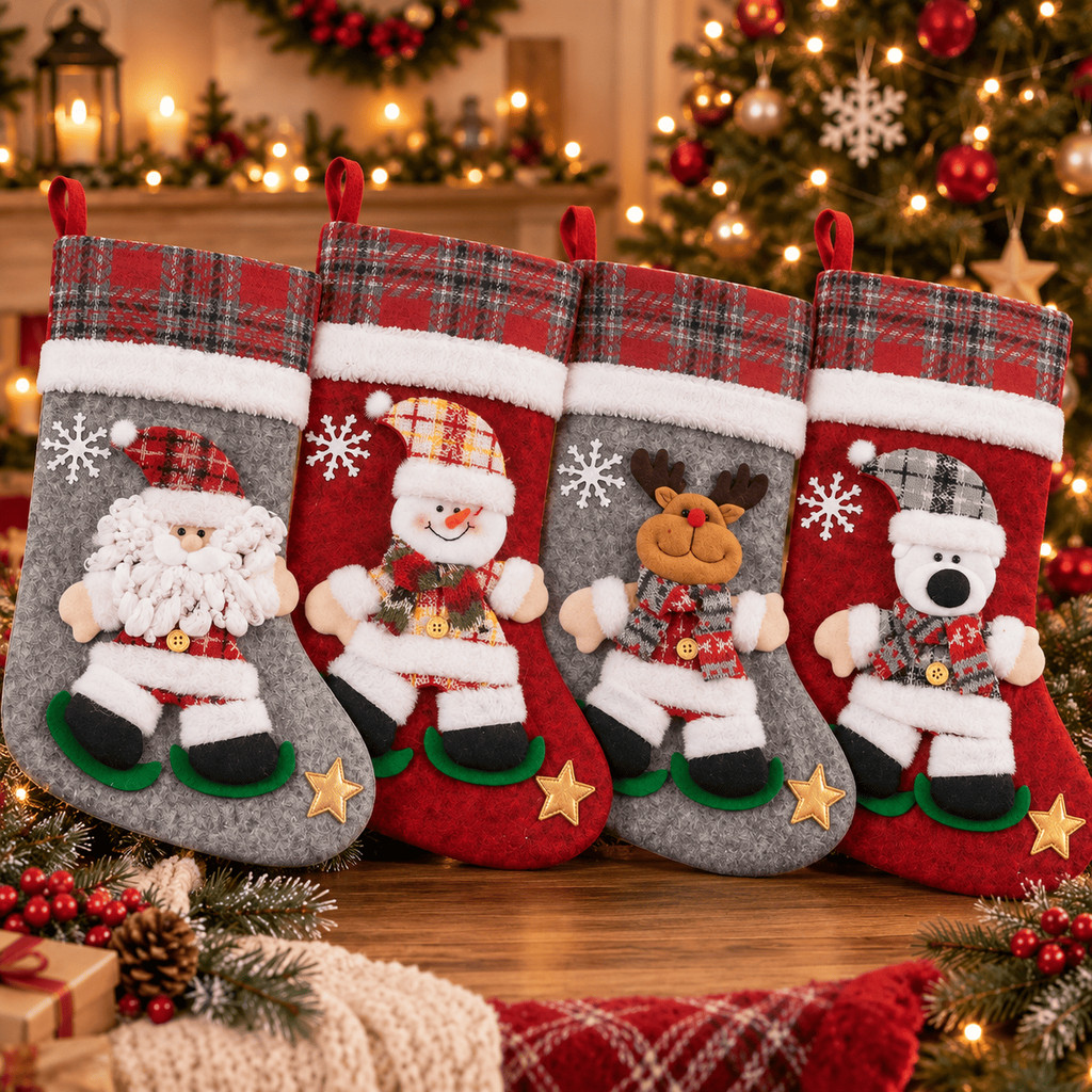 Bota Meia Natalina Decorativa 25x40cm Enfeite de Natal para Pendurar