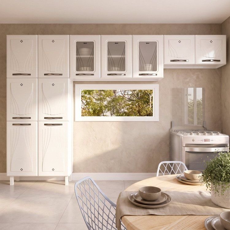 Cozinha Compacta Modulada 3 Peças 11 Portas Star New Branco Branco