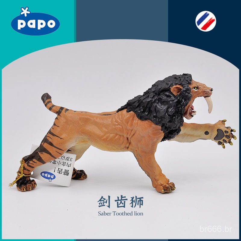 PAPO França, Tigre de Lâmina 55067, Simulação de Animal Fantástico do Período Glacial, Leão