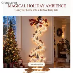 [GrandLarge] Luz De Parede De Trilha Mágica De Natal , Decoração De Férias Em Cascata De LED , Brilho Branco Quente Que