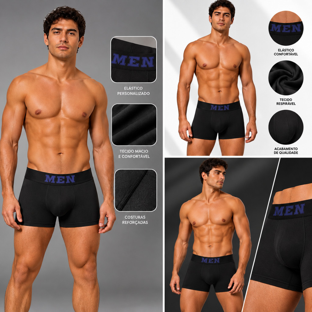 Kit Até 10 Cuecas Boxer Masculina Microfibra Confortável Elástica Cós Reforçado Atacado