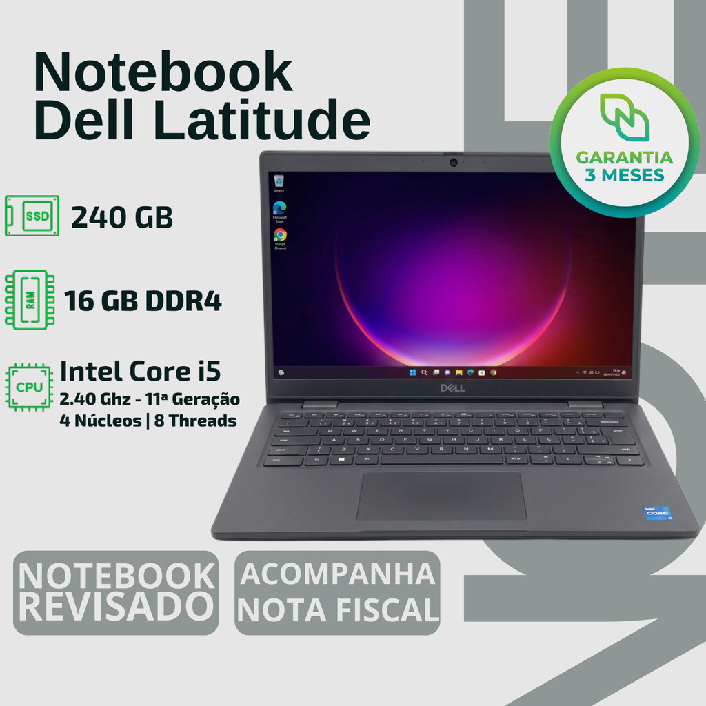 Notebook Dell 3420 | Core I5 1135g7 | 16gb Ram | Ssd 240gb - FUNCIONANDO REVISADO GARANTIA EMPRESA GERENTE TRABALHAR