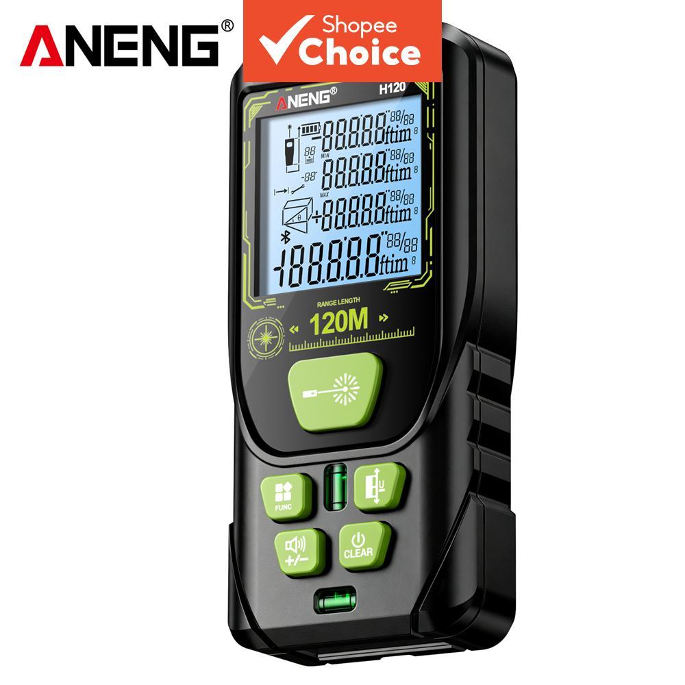 ANENG H120 Medidor de distância a laser 120M ±3mm Prec Área Vol Dual Pitágoras 4 unidades comutação 30 armazenamento de
