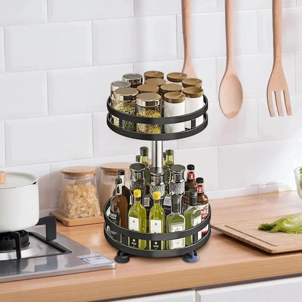 Organizador Giratório 360º Multiuso Cozinha Banheiro Escritório Prateleira Plástica Rotação Casa Design Compacto