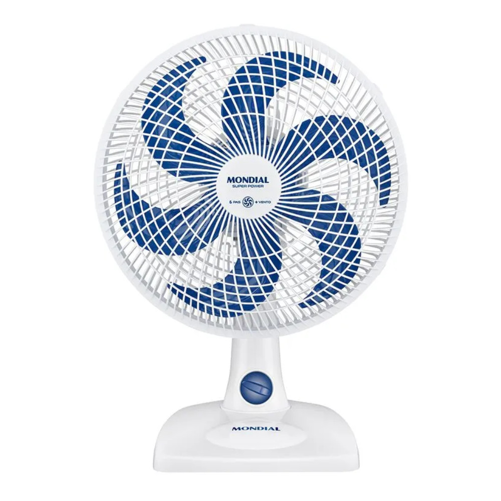 Ventilador de Mesa Mondial Super Power VSP-30-W 30cm: 6 Pás, 3 Velocidades, Baixo Ruído e Grade Removível