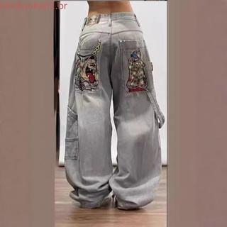 Calças Jeans Baggy Y2K Femininas Vintage com Letras Pretas Góticas Hip Hop Street Skate Harajuku Novas 2026