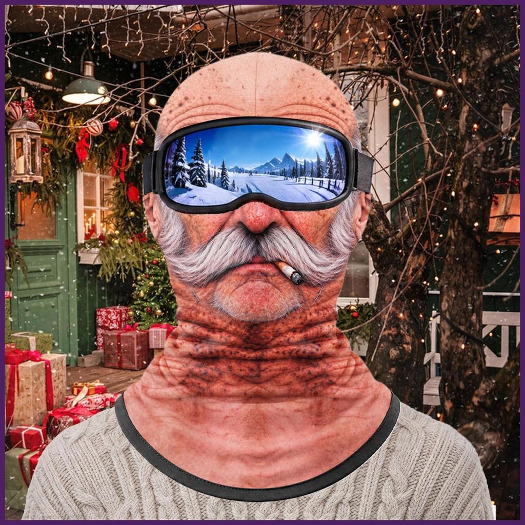 Capa Facial Para Clima Frio , Respirável , À Prova De Vento , Engraçado , Envoltório De Cabeça Homem Velho , Protetor Ao
