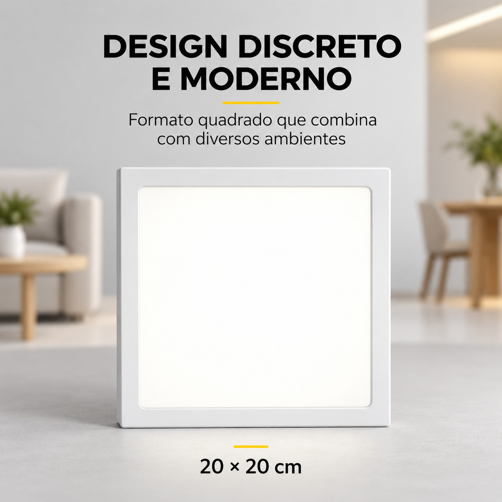 Kit 2 Painel Luminarias Plafon Led Sobrepor 18w Quadrado 20x20 — imagem 2 de 2